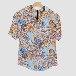 Vacay Earthbound Trading Abstract Print Short Sleeve Button Up Hawaiian Shirt S